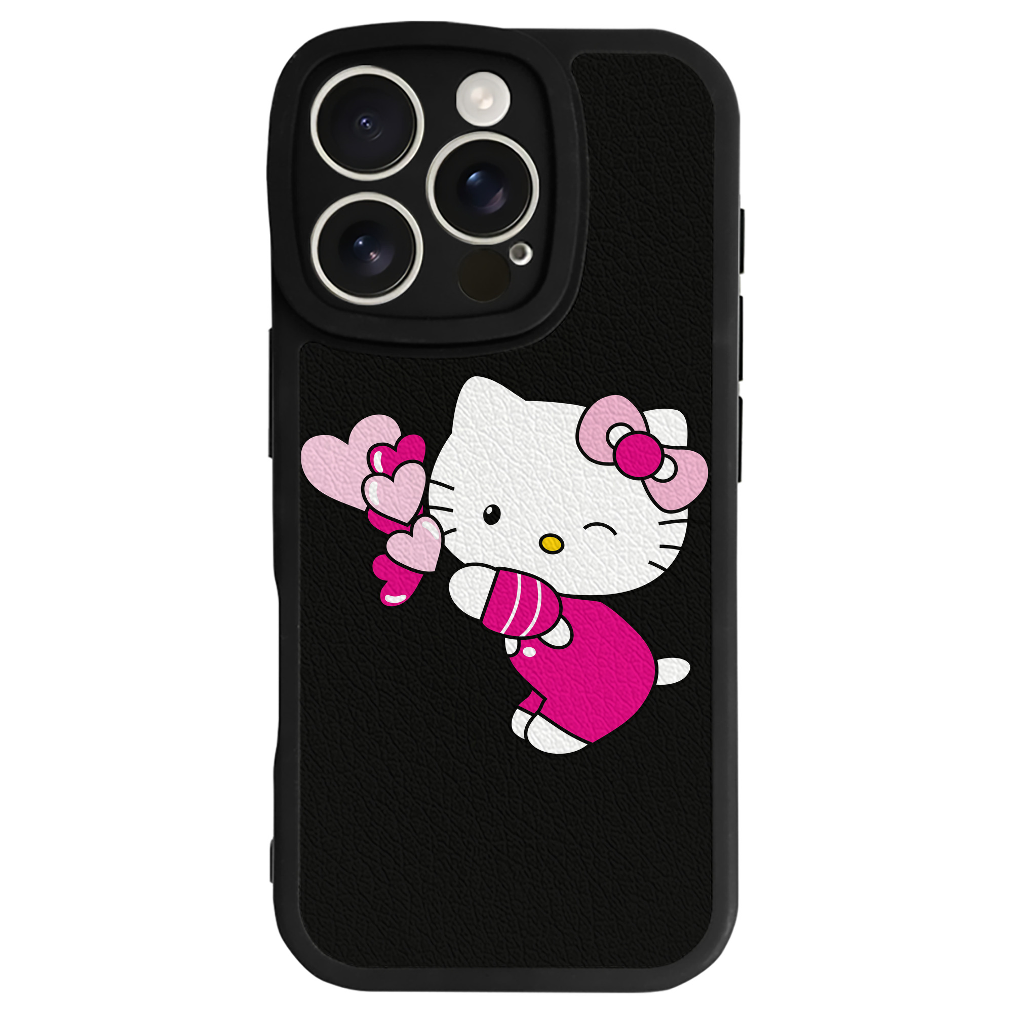 （画像用） Hello Kitty ハローキティ 【iPhone 16シリーズ対応】シリコンスマホケース（レザー調） 材質：シリコン